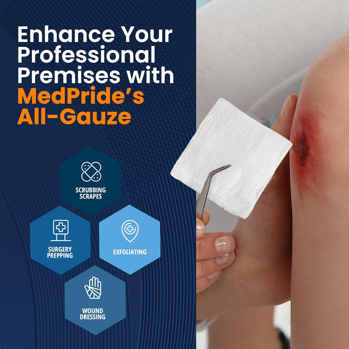 MED PRIDE 4”x 4” Gauze, 200 Surgical Sponges 12-ply Extra Absorbent | All-Gauze, Non-Sterile| Great for Wound Dressing, Prepping, Scrubbing & Cleaning| Essential First-Aid