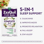 ZzzQuil Pure Zzzs Complete Sleep, Melatonin 10mg, L-Theanine, GABA, with Ashwagandha, and Magnesium, Melatonin Sleep Aid, 60 Count