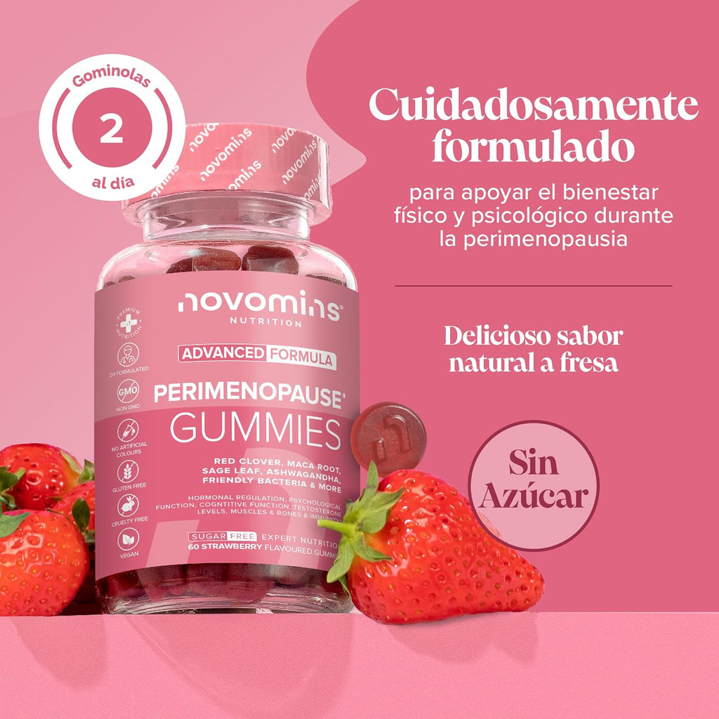 Perimenopause Supplement - 60 Gummies - with Maca, Red Clover, Sage, Probiotics, Ashwagandha - for Perimenopause and Menopause - Sugar Free - Hormone Balance for Women - Novomins