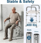 HOMLAND Toilet Seat Risers for Seniors with Handles, Dual-Crossbar, 400lb | Adjustable Height and Width, Padded Seat, Aluminum Reinforced Frame, Raised Handicap Elevated Toilet Seat Fit Any Toilet