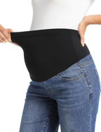 V VOCNI Women's Maternity Jeans Straight Leg Stretchy Pregnancy Jeans Wide Leg Denim Work Pants