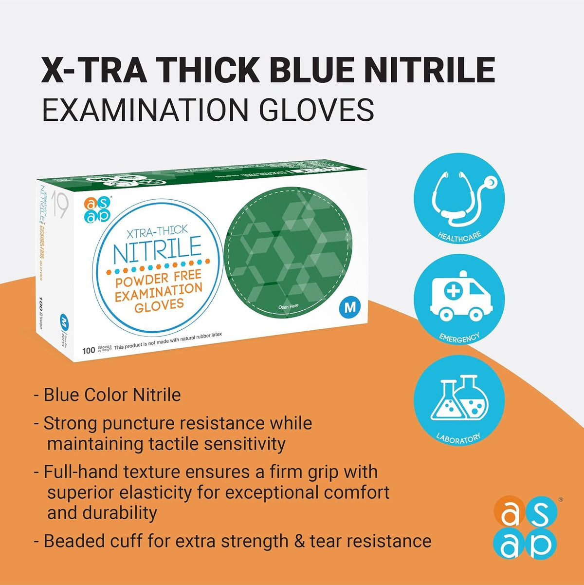 ASAP Nitrile Gloves Disposable Latex Free Exam & Medical Grade 4 Mil
