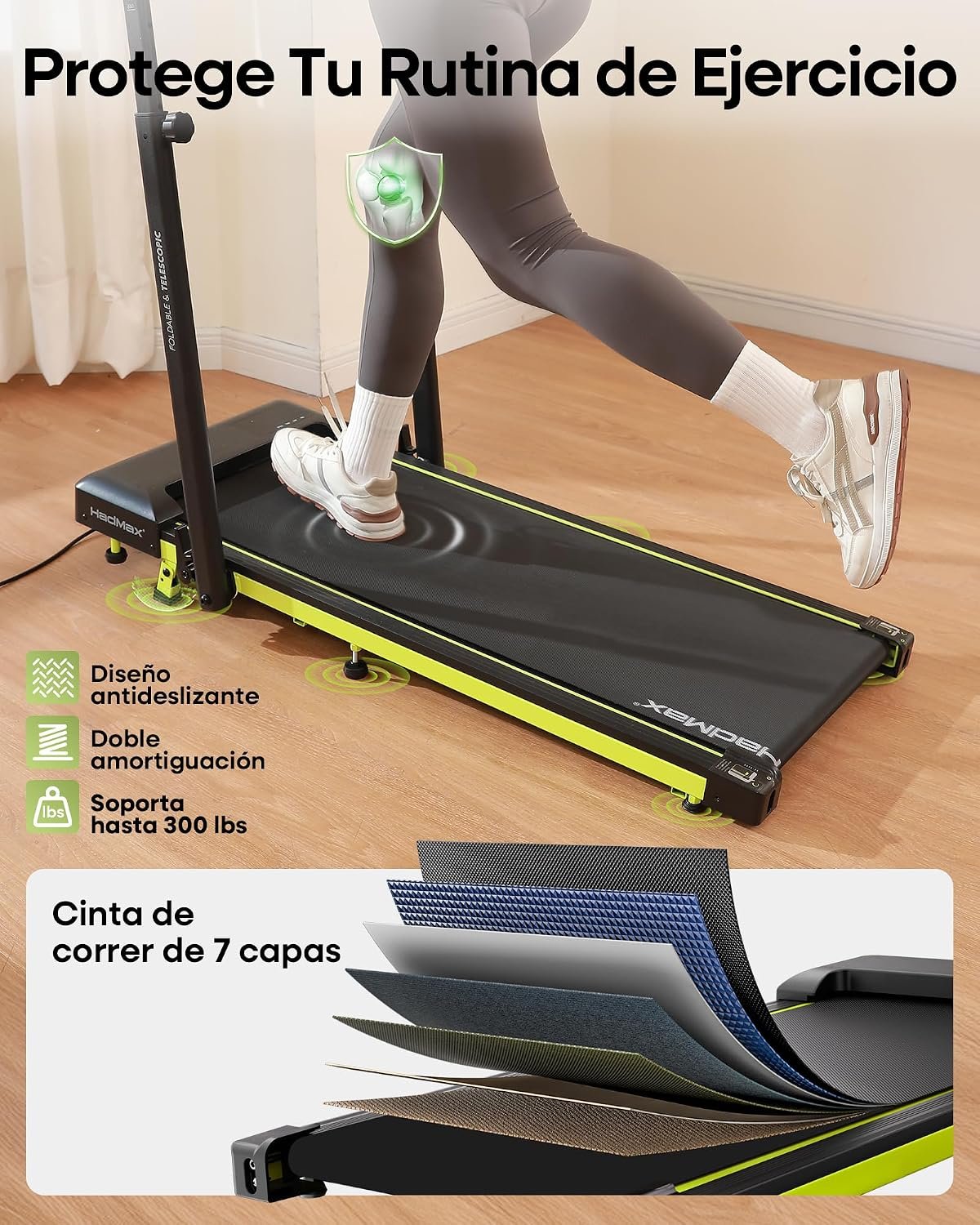 Walking Pad Treadmill with Incline and Height Adjustable Handle Bar