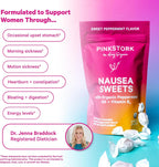 Pink Stork Organic Peppermint Sweets, Morning + Motion Sickness, B6, 30 Ct | USDA Organic Peppermint + Vitamin B6 Lozenges for Morning Sickness, Motion Sickness + Digestive Comfort, Individually Wrapped