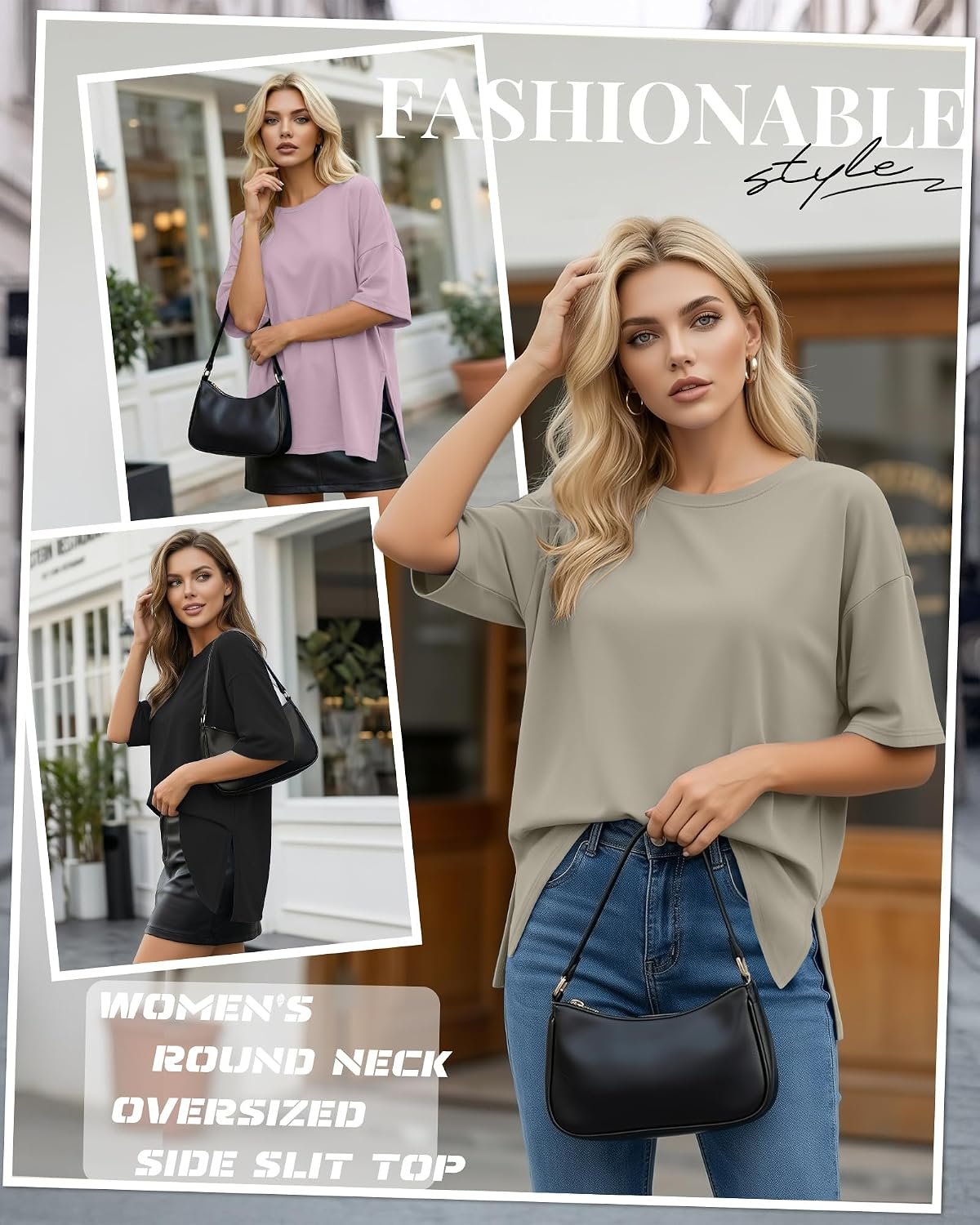 Huukeay 3 Pack Women's Oversized Workout T Shirts Short Sleeve Loose Fit Gym Tops Crewneck Casual Summer Basic Tees