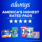Always Ultra Thin Feminine Pads with Wings for Women, Size 2, Long Super Absorbency, Unscented, Up to 100% Leak-Free Protection, 58 Count