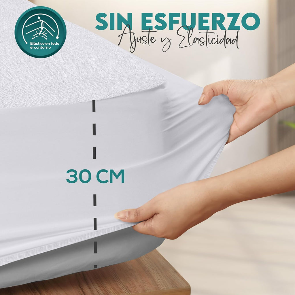 Utopia Bedding Waterproof Mattress Protector 200 x 200 x 30 cm, Oeko-Tex Certified Mattress Cover, Breathable Mattress Cover, Elastic All Around