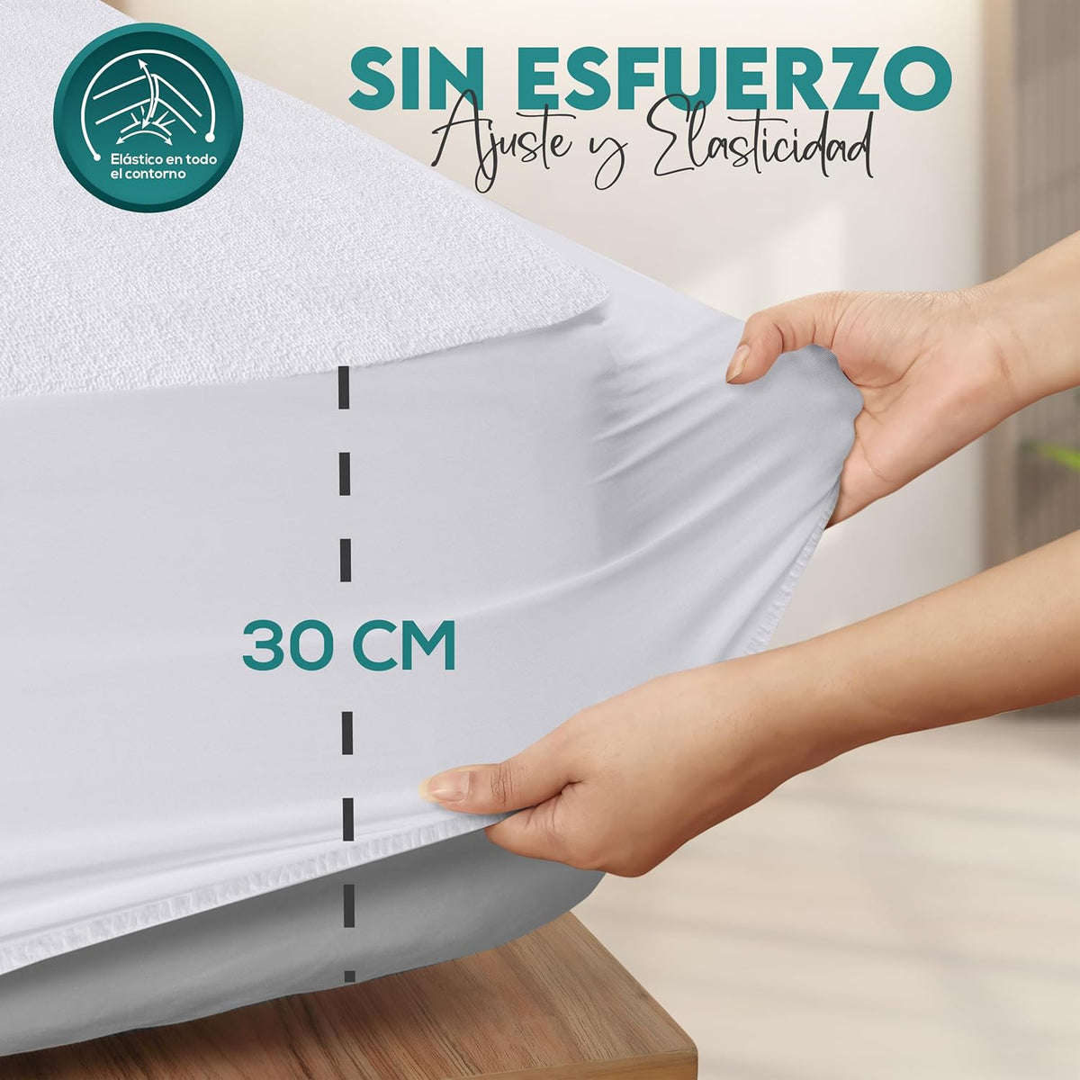 Utopia Bedding Waterproof Mattress Protector 200 x 200 x 30 cm, Oeko-Tex Certified Mattress Cover, Breathable Mattress Cover, Elastic All Around