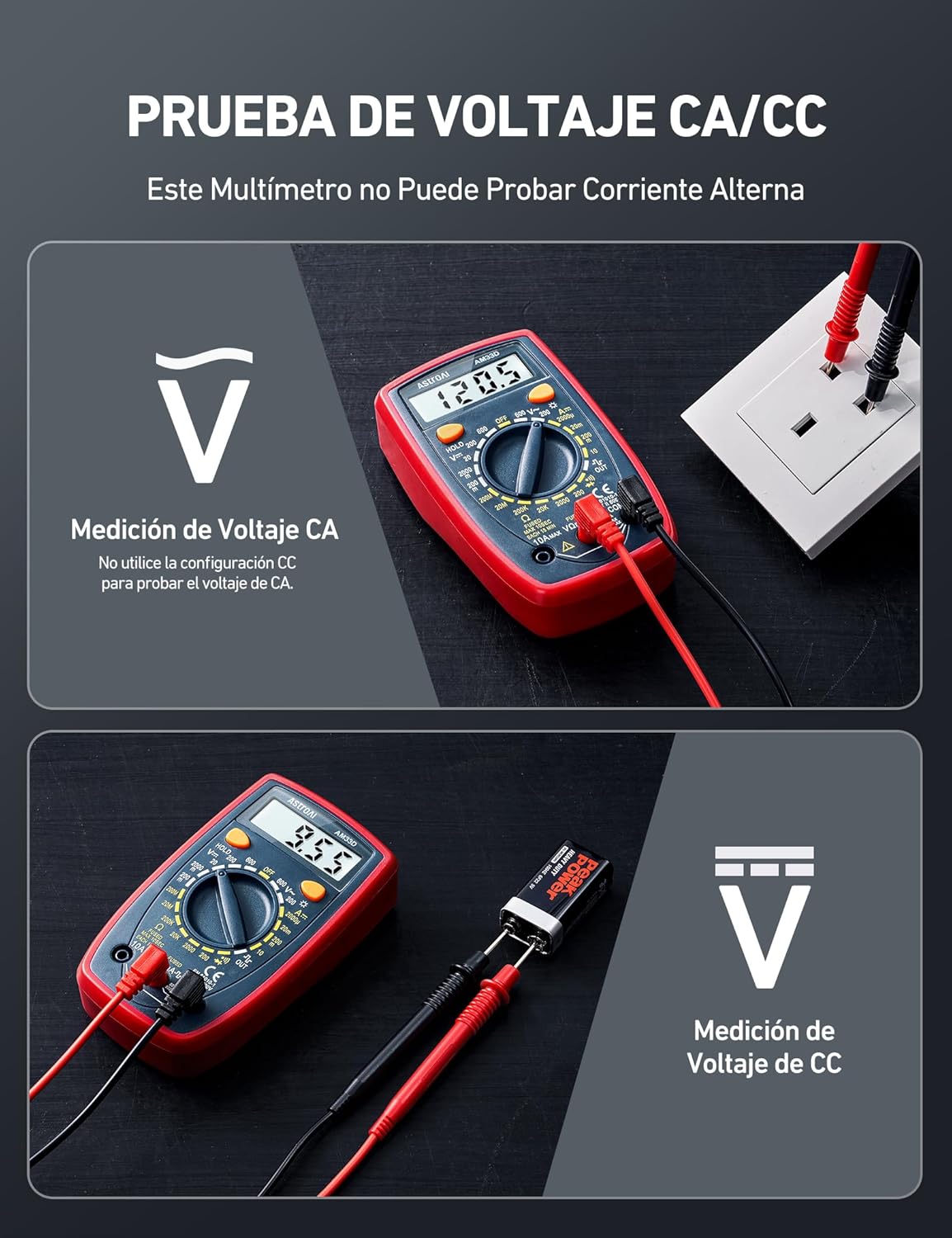 AstroAI Digital Multimeter, Professional Polymeter, Voltmeter, Electrical Tester, Multimeter for DC Current, AC/DC Voltage, Resistance, Continuity and Test Diodes
