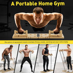 Wooden Push Up Board 30 in 1 Foldable with Resistance Bands - Thickened Pine Wood Multi-Push Up Board for Men & Women, Portable Gym/Home Workout Gear for Chest, Shoulders, Arms & Back