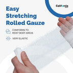 California Basics 24-Pack Gauze Bandage Roll with Tape, 4 Inches x 4 Yards - Soft, Stretchable & Breathable Wrap for Wound Care, First Aid & Medical Supplies - White