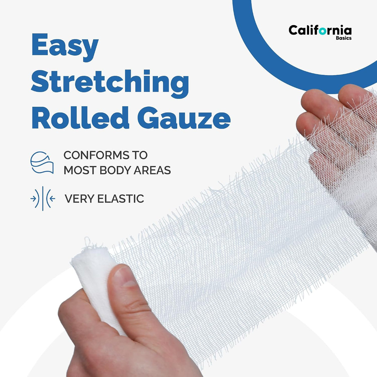 California Basics 24-Pack Gauze Bandage Roll with Tape, 4 Inches x 4 Yards - Soft, Stretchable & Breathable Wrap for Wound Care, First Aid & Medical Supplies - White