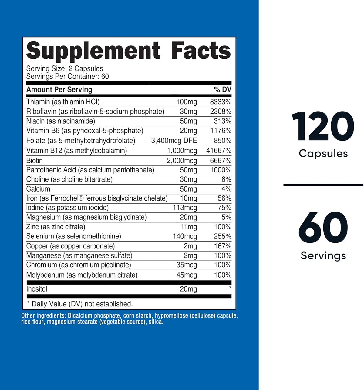 Nutricost Methylated Vitamin B Complex 120 Capsules, 60 Servings | Gluten-Free