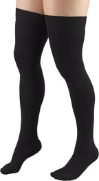 Truform 20-30 mmHg Compression Stockings for Men and Women, Thigh High Length, Dot Top, Closed Toe, Black, Medium