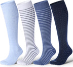 LEVSOX Cotton Compression Socks for Women Men 20-30 mmHg Knee High Cute Support Sock for Nurses Flying Pregnancy