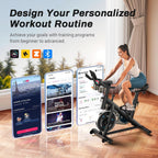 MERACH Exercise Bike, Magnetic Friction Stationary Bike with Brake Pad | Low Noise Indoor Cycling Bike with Exclusive App, 300lbs Weight Capacity, Tablet Mount and Fitness Courses for Weight Loss