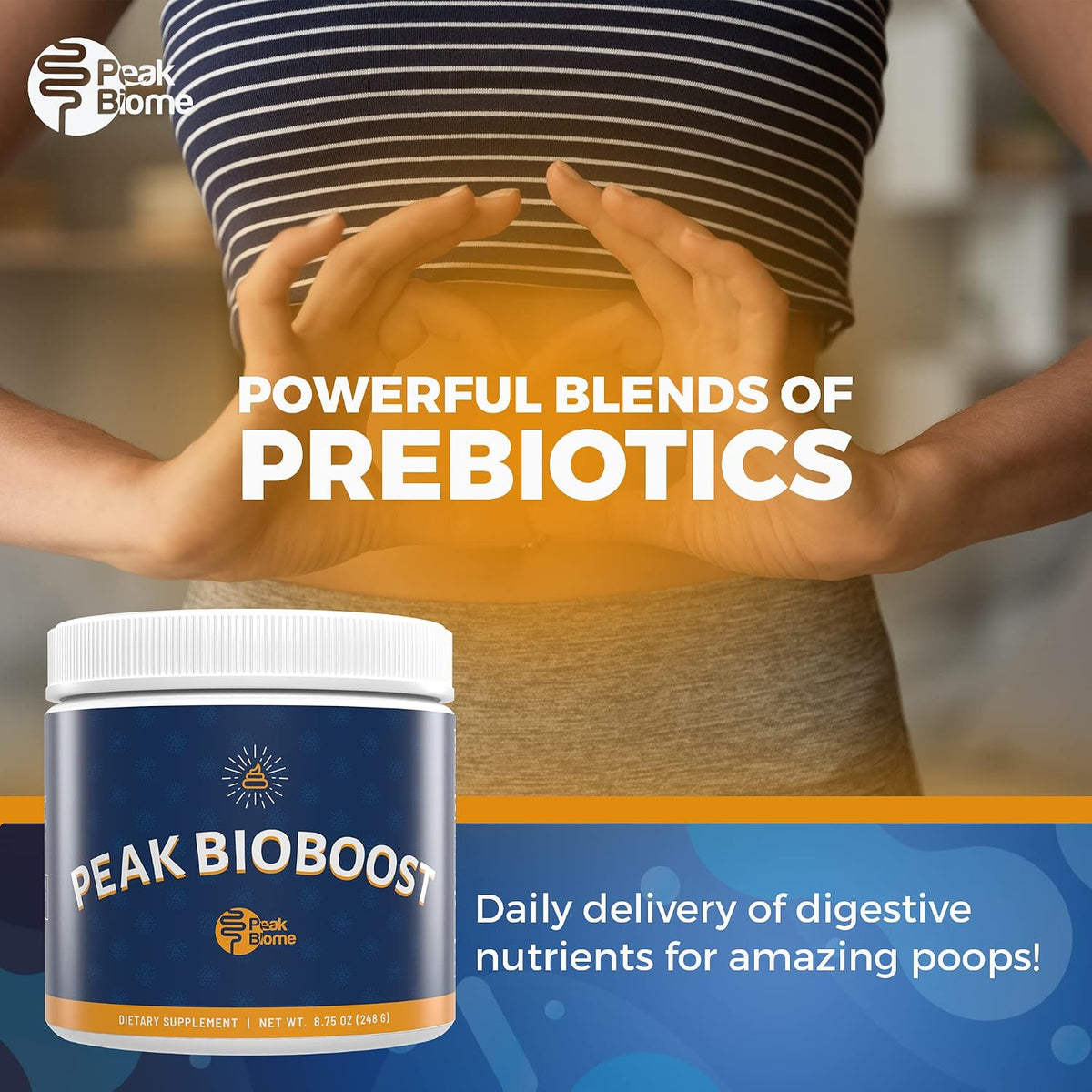 Peak BioBoost - Prebiotic Fiber Supplement for Gut Health - Easy to Dissolve Unflavored Fiber Powder - Non-GMO - No Gluten, Soy or Dairy - 6-Month Supply - 180 Servings, 6 Packs