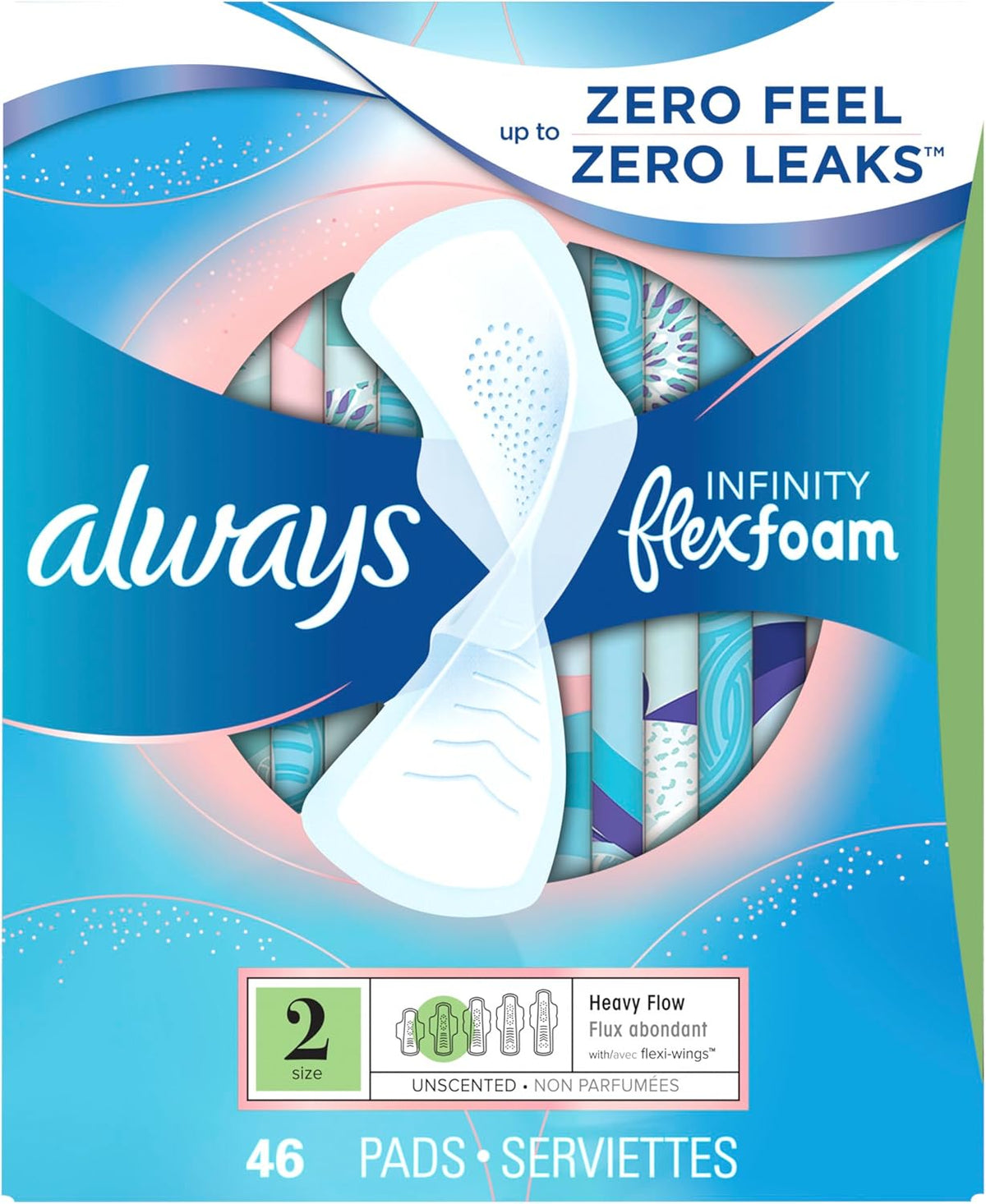 Always Infinity Pads with Wings, Heavy Flow, 46 Count