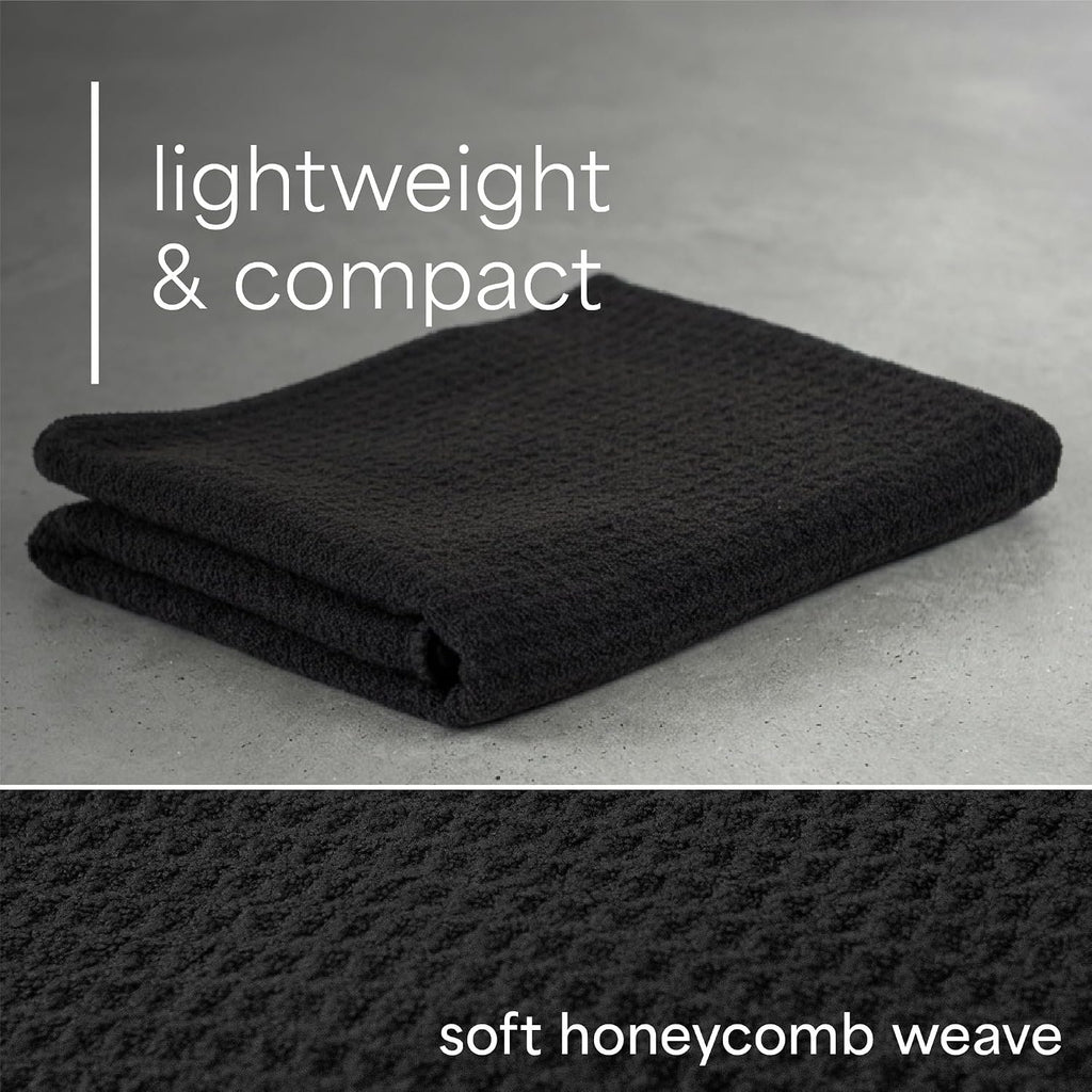 S&T INC. Microfiber Gym Towels, 3 Pack, 16" x 27", Honeycomb Black
