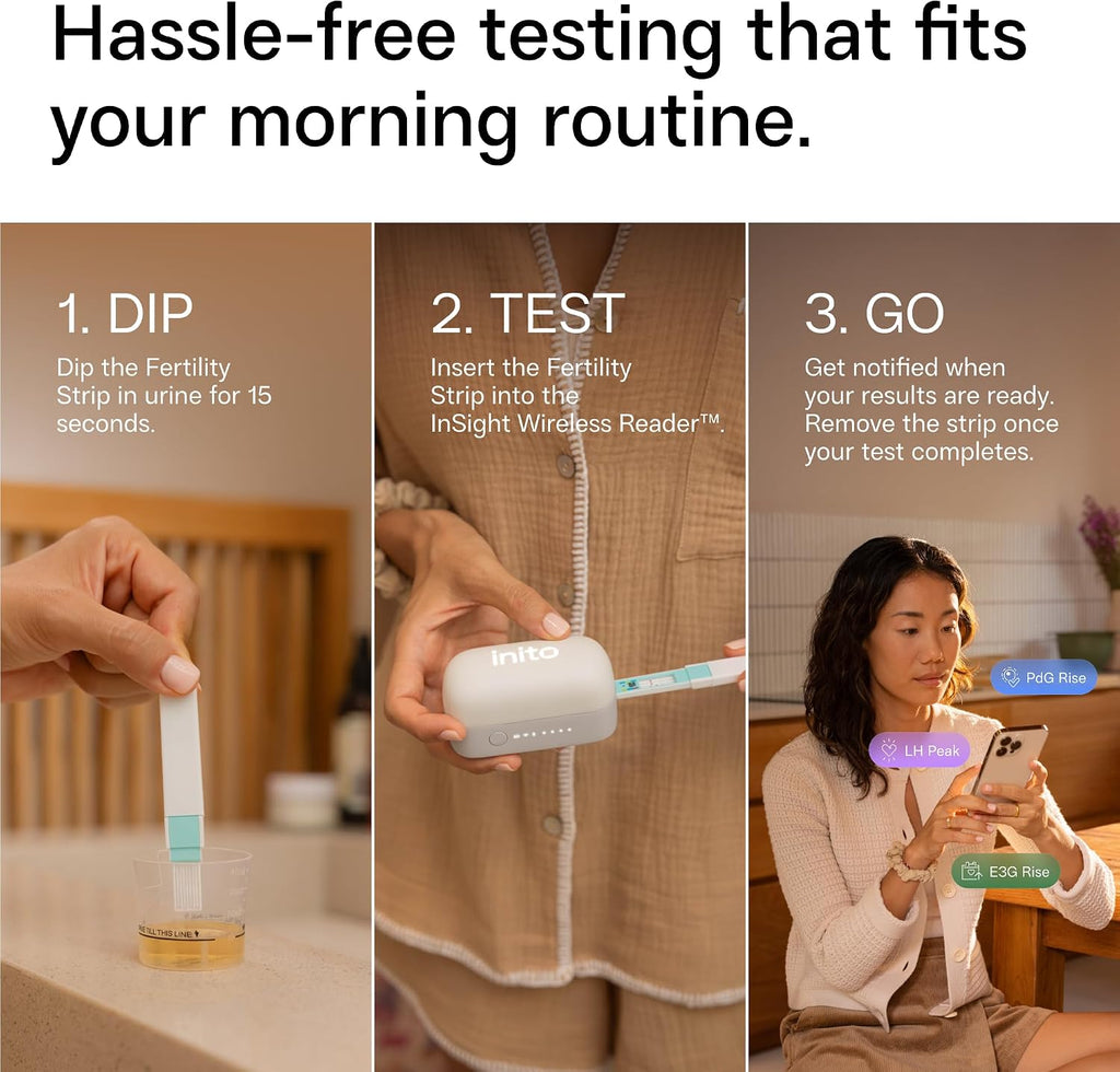 Inito Fertility Monitor & Hormone Tracker for Women | Track and Confirm Ovulation | Estrogen, LH, PdG, FSH | Includes 15 Test Strips + Free App | Wireless | Compatible with All iOS & Android Devices