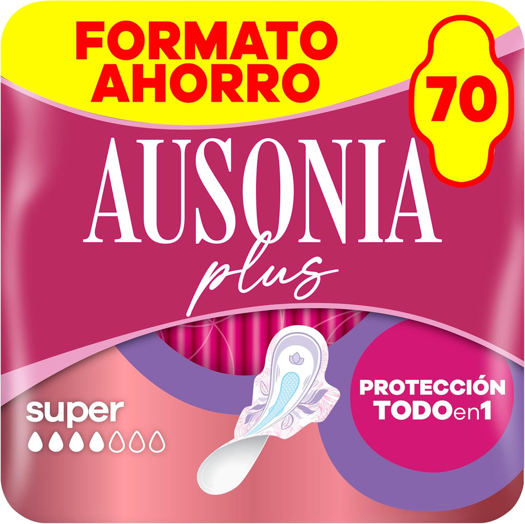 Ausonia Ultra Plus Normal Pads with Wings, 70 Count, Protection and Light Aroma All In One