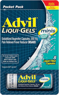 Advil Mini Liqui-Gels, Ibuprofen 200mg, Pain Relief, 8 Count | Relieves Headaches and Arthritis Pain, Reduces Fever, Mini Liqui-Gels, Travel-Size Vial