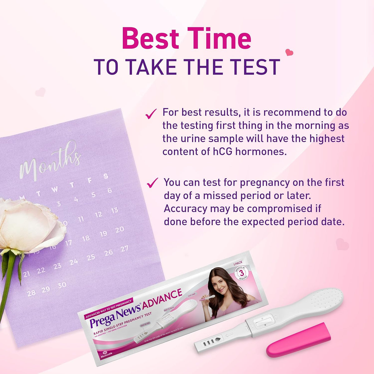 Prega News Advance, HCG Home Pregnancy Test, Midstream Urine Test Kit, One Step Pregnancy Test, Easy to Use, Accurate Result in Just 3 Minutes x Pack of 1 (2)