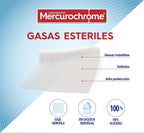 MERCUROCHROME - Sterile Gauze - 60 Gases - 100% Cotton - Individual Envelopes - Hygiene and Wound Care - Protection and Sterility - Breathable - Economy Format - First Aid