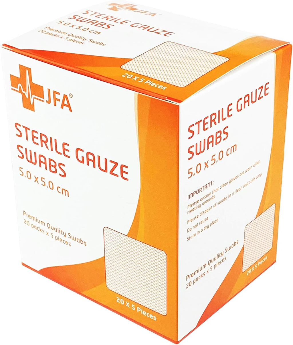 Sterile Gauze Swabs, 5cm x 5cm, Pack of 100