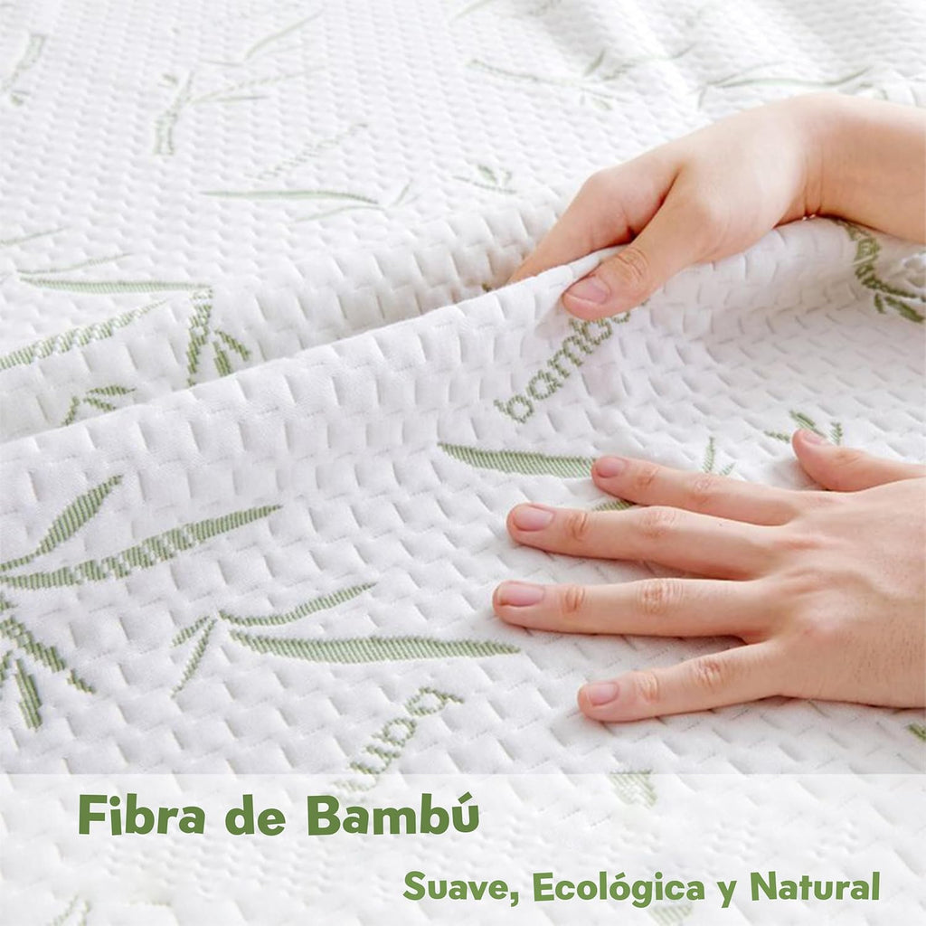 Mattress Protector 150 x 190/200 Waterproof Bamboo Viscose – Height 30 cm – Soft, Breathable, Anti-Allergy and Anti-Dust Mite – Quiet, Easy to Wash, Elastic Fit