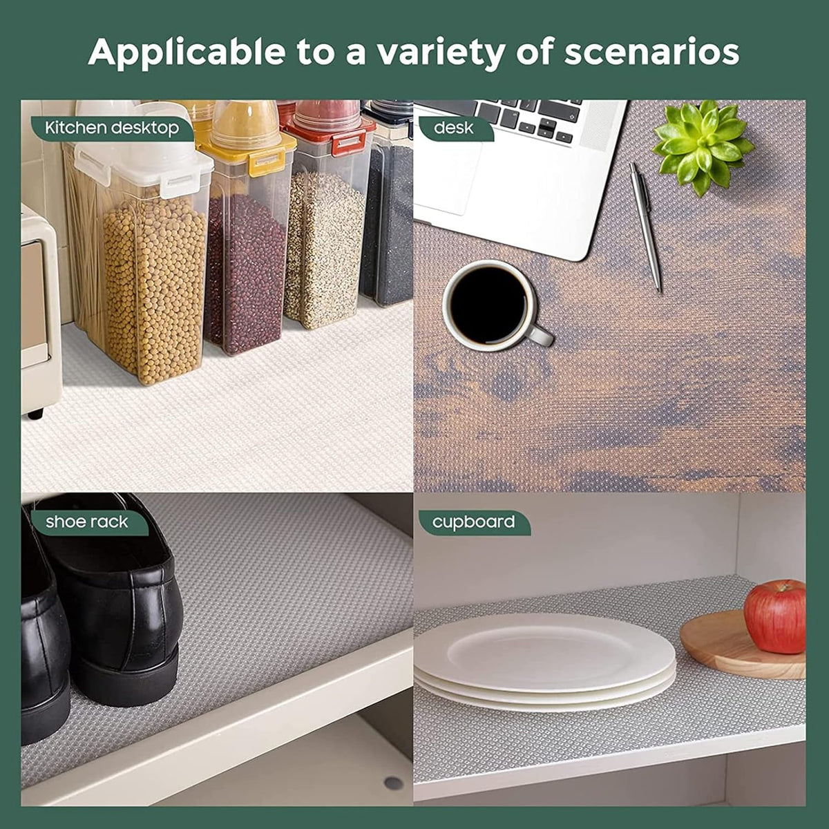 Shelf Liner Non Adhesive Cabinet Liners Washable EVA Plastic Drawer Liner Cupboard Pad for Kitchen Pantry Sink (60 * 500cm)