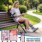 Forearm Crutches Spring Assist Crutches for Adults Not a Pair | Height Adjustable, Comfortable, Arm Crutches Forearm with Anti-Slip Tips,Walking Crutches with Cuffs for Seniors Rehab, Pink