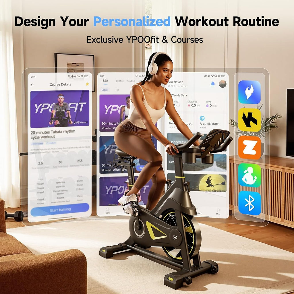 YPOO Exercise Bike Adjustable Magnetic Resistance 330LBS,APP Courses