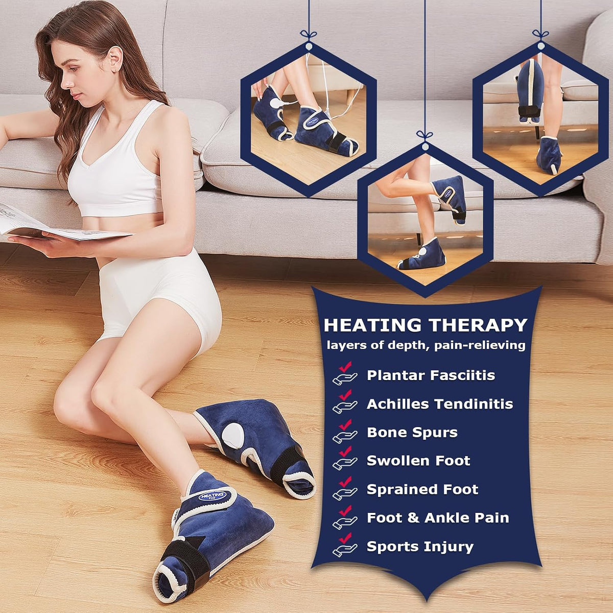 CAMECO 1 Pair Foot Heating Pad for Feet Neuropathy, Heated Foot Warmers for Women Men, Under Desk Plug in Foot Heat Therapy Pad for Feet & Ankles Plantar Fasciitis Pain Relief, 86-158? Temperature