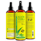 Seven Minerals, Aloe Vera Spray for Body & Hair - From Freshly Cut Organic Aloe (99%), Extra Strong, Easy to Apply, No Thickeners So It Absorbs Rapidly, No Sticky Residue - Made in USA (12 fl oz)