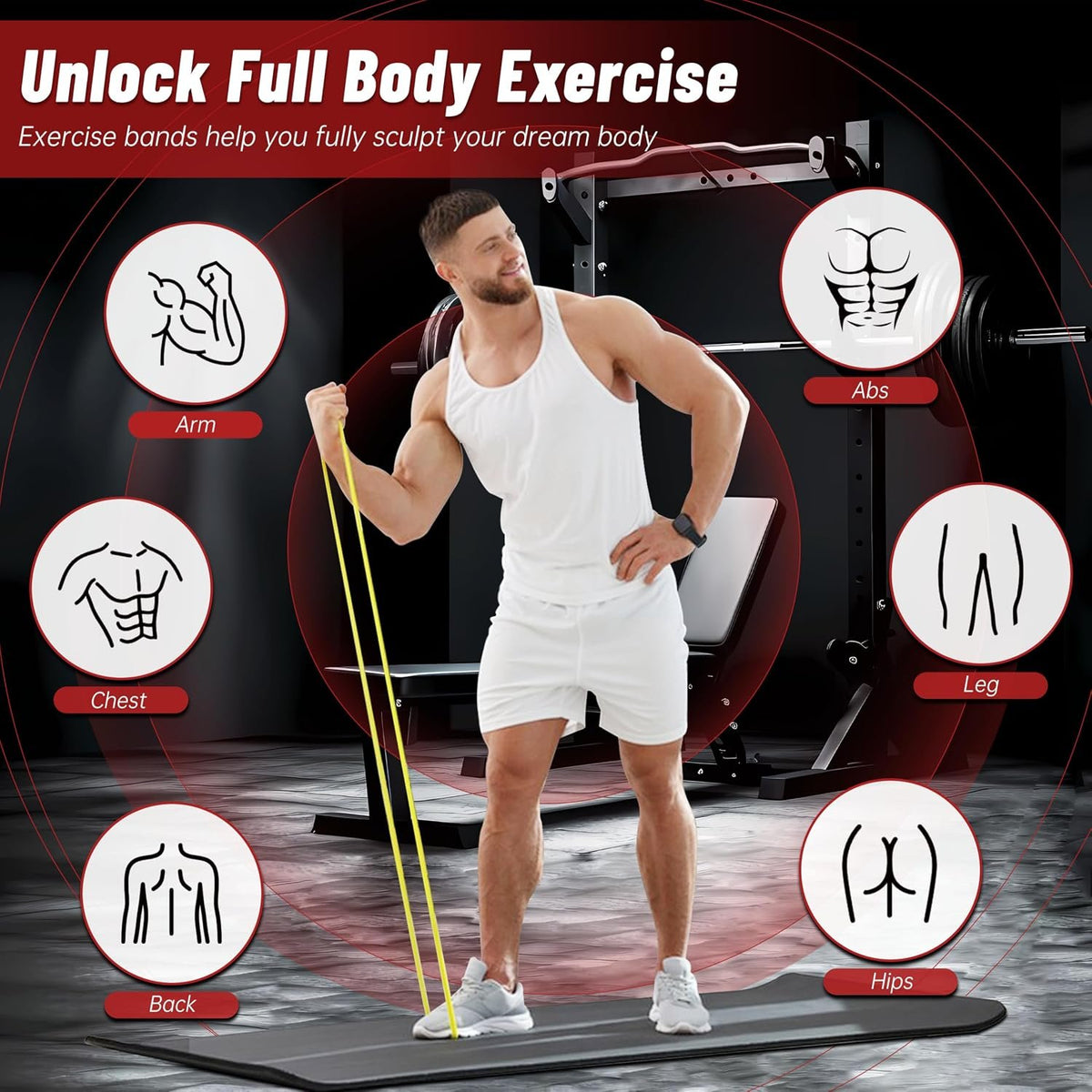 4-Level Resistance Bands for Working Out, Pull Up Assistance Bands | 5-85 LBS Resistance, Fitness, Full-Body Training, Physical Therapy & Stretch Workout, for Men, Women, Home, Outdoor, Gym Use