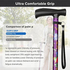 Floral Canes for Women Folding Cane for Stability with Non-Slip Base, Adjustable Walking Cane for Seniors - Lightweight Collapsible Walking Sticks with T & Offset Handle