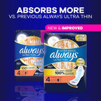 Always Ultra Thin Overnight Pads with Wings, Size 4, Overnight, 78 Count (3 Packs of 26)