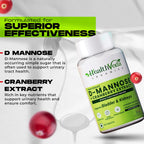 HEALTH VEDA ORGANICS PRIVATE LIMITED D-Mannose 500 mg + Cranberry Extract 200 mg | 60 Veg Tablets I Supports Kidney Health & Urinary Tract Infection