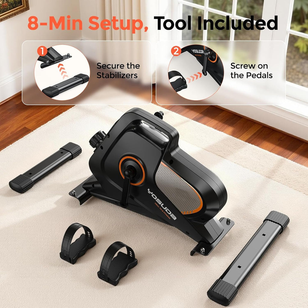 YOSUDA Under Desk Bike with 16-Level Magnetic Resistance, Mini Exercise Bike with Bluetooth App, Pedal Exerciser While Sitting for Office Workers & Seniors, Leg Machines for Home Exercise & Recovery