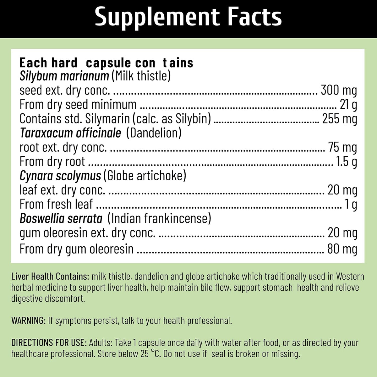 Liver Support, Milk Thistle 300mg (70:1 Extract from 21,000mg Seed), with Dandelion, 85% Silymarin, Artichoke & Frankincense, Once-Daily Capsule 200 Count