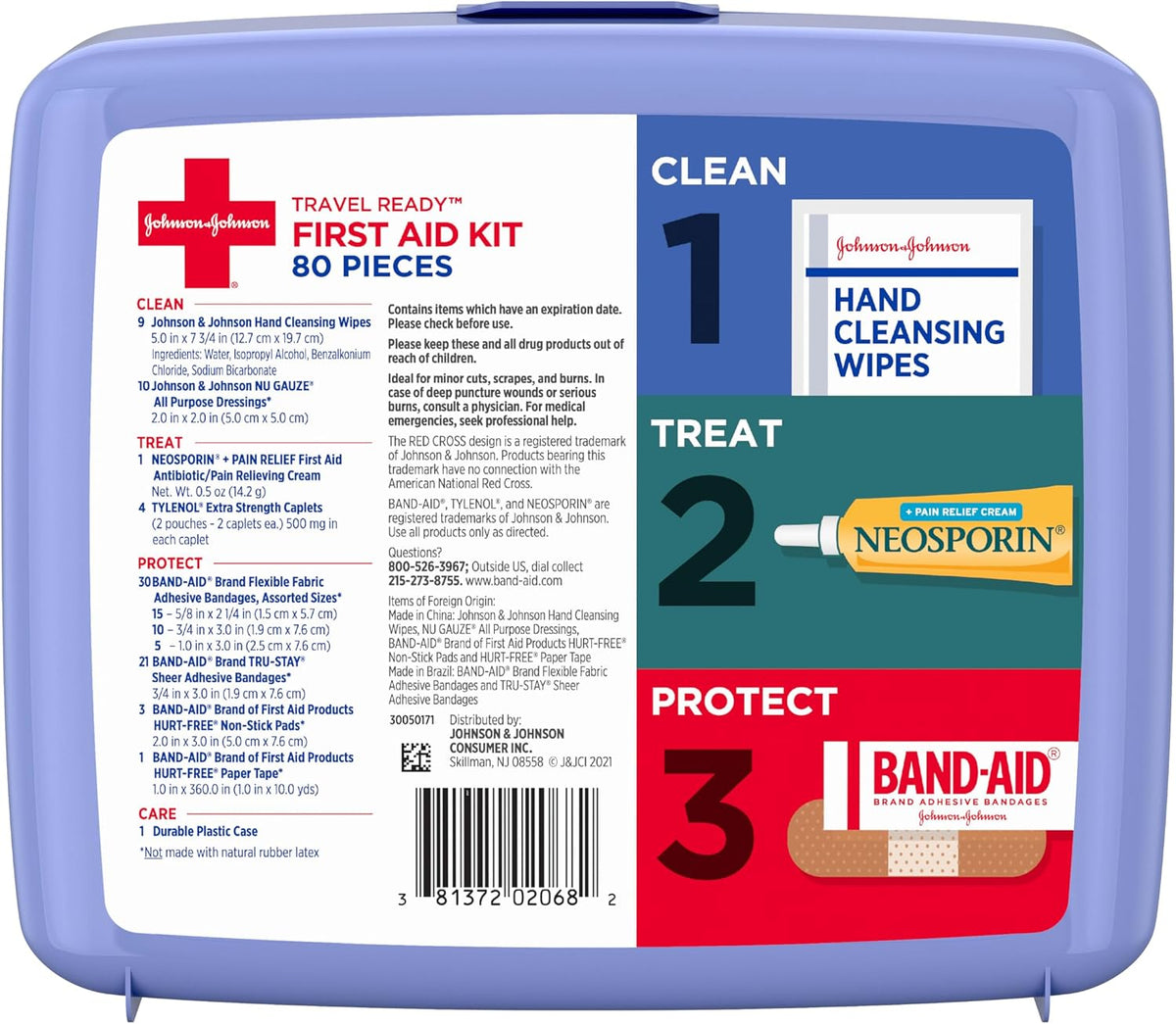 BAND-AID Brand Travel Ready Portable First Aid Kit, 80 Piece
