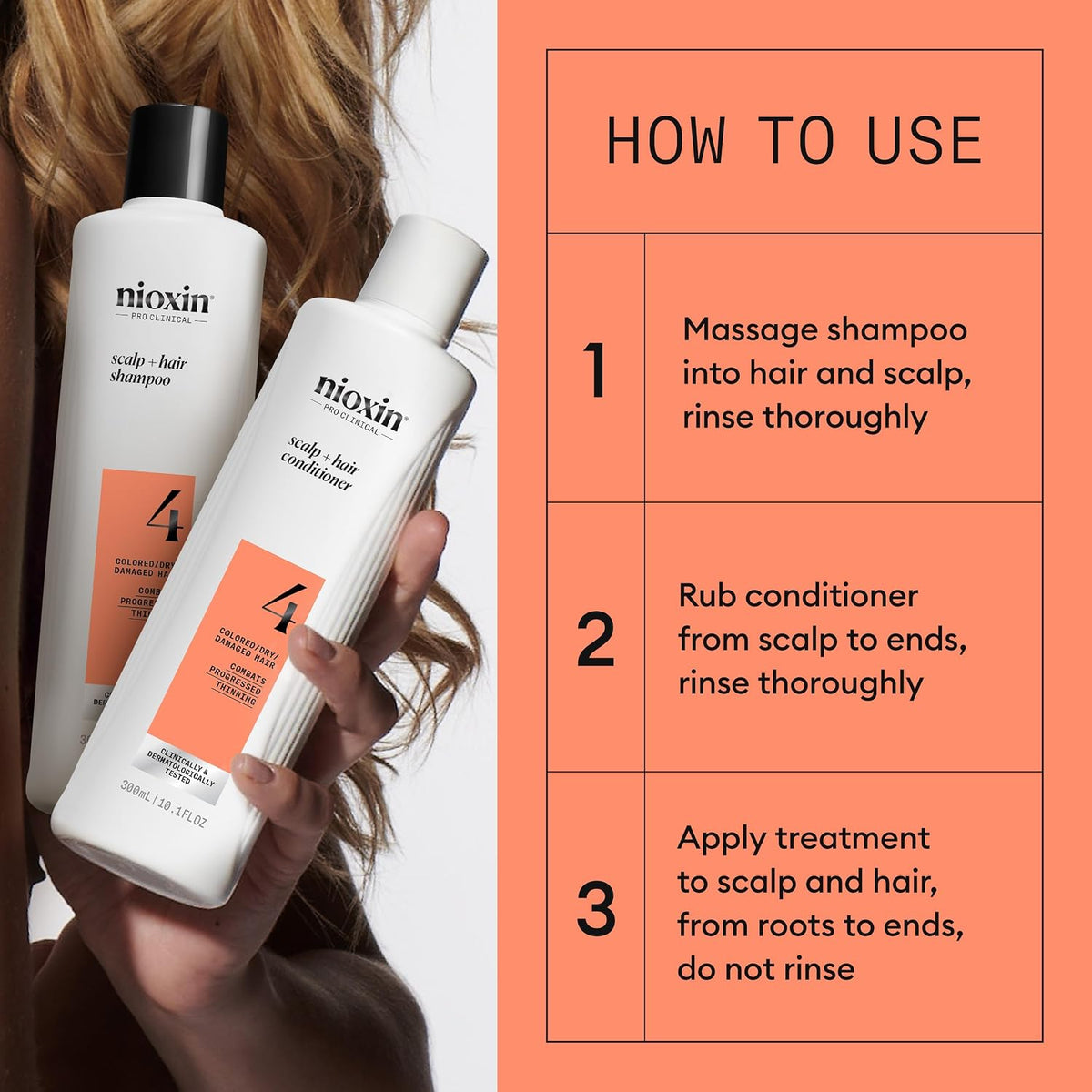 Nioxin Scalp + Hair Thickening System Kits | For Natural, Colored, & Damaged Hair with Light to Progressed Thinning | Strengthen & Boost Hair Density with Niacinamide & Biotin | 3 Month Supply