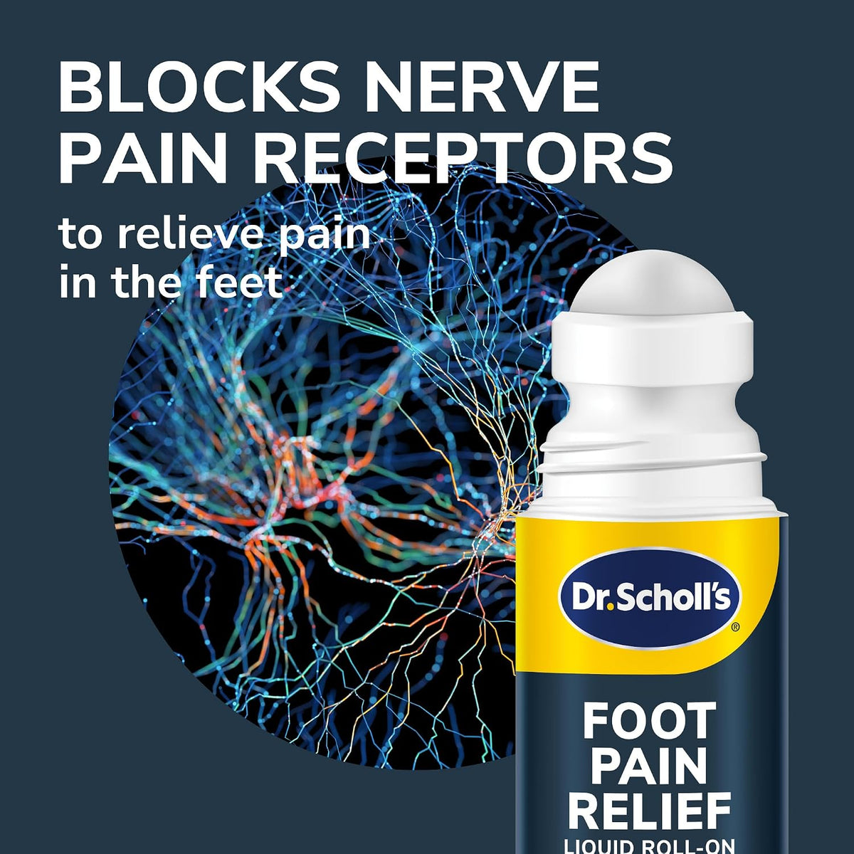 Dr. Scholl's Foot Pain Relief Liquid ROLL-ON, 3.0 oz // Clinically Tested 12-Hour Pain Relief - Penetrates Tough Nerve Pain - Works in 5 Minutes - Non-Greasy - with Lidocaine & Menthol