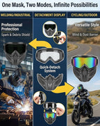 2026 Upgraded Grass Cutting Mask, Anti-Fog Detachable Full Face Goggle Mask, Windproof Grass Cutting Goggles for Mowing Grass, Dust (Colorful+Grey)