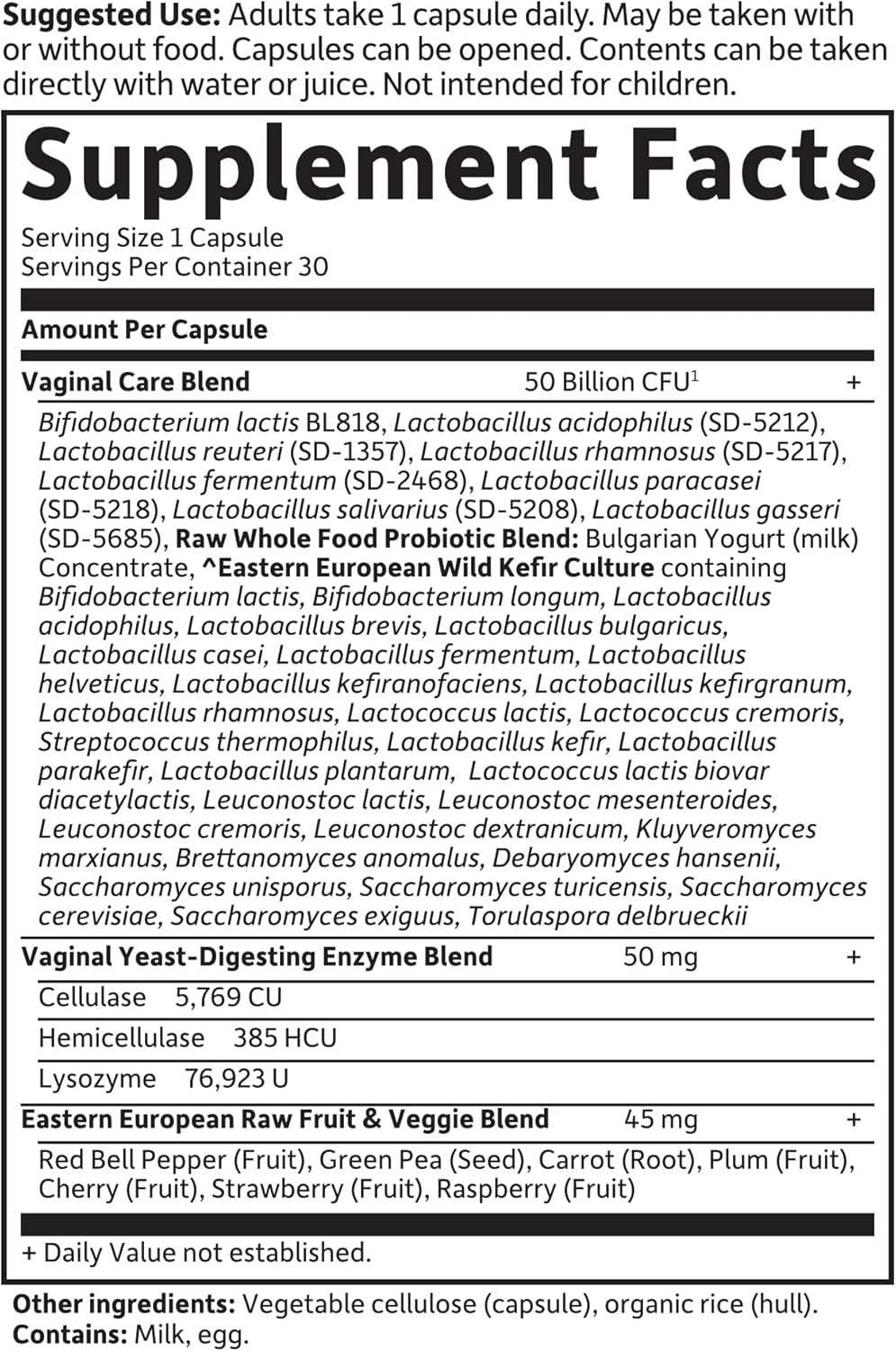 Probiotics l RAW Probiotics Vaginal - 50 Probiotic Supplements 50 ml 30 capsules