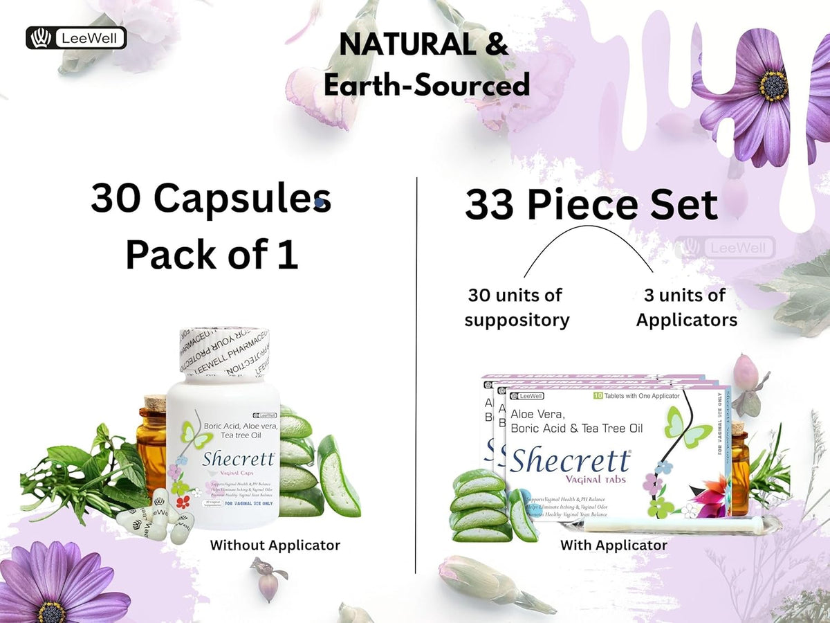 Vaginal Boric acid 600mg Suppositories for Women | Reduces Itching, Yeast infection, Burning, Odour, Balance pH | Tea Tree Oil, Aloe Vera | Natural Vaginal Probiotics | Ayurvedic White Discharge aid | Intimate Wash - 30 tablets +3 Applicators