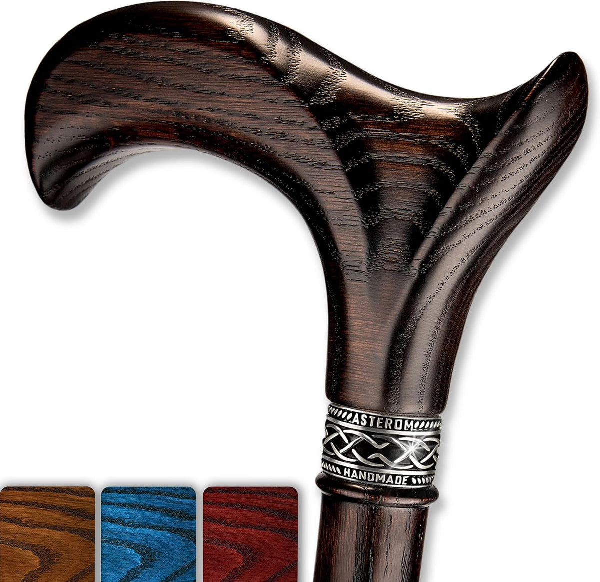 Asterom Handcrafted Walking Cane, Stylish Wooden Canes for Men, Oak Wood