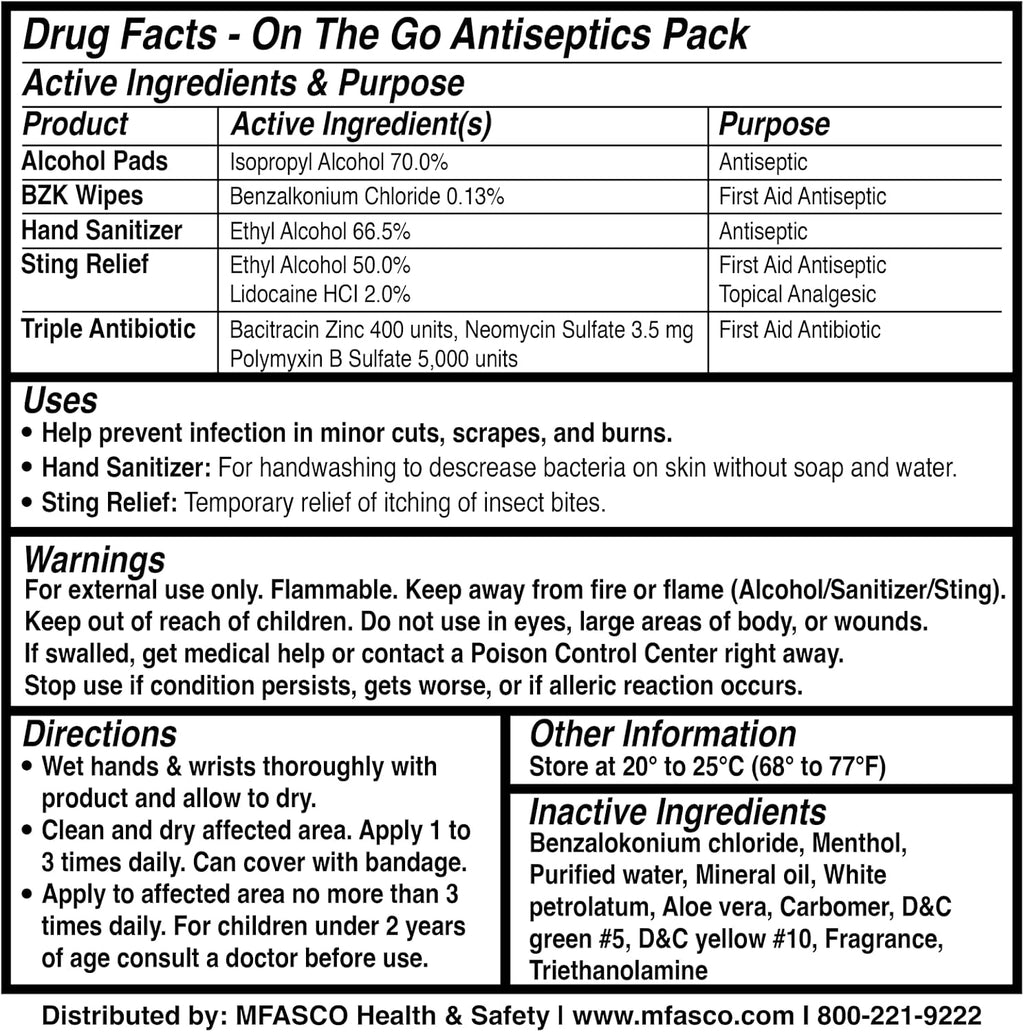MFASCO Antiseptic Wound Care Travel Pack | 39 Piece First Aid Kit Refill