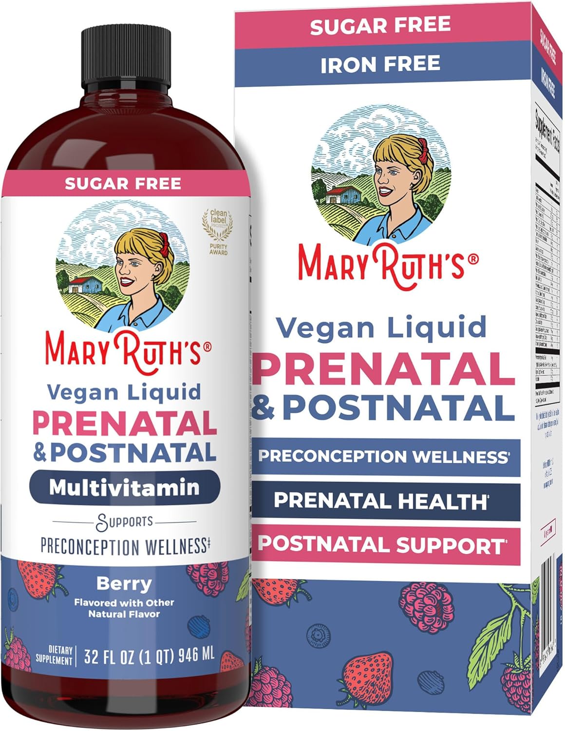 MARYRUTH'S Liquid Postnatal & Prenatal Vitamins for Women, Sugar Free, 32oz | Selenium, Folate, Healthy Fetal Development, Vegan, Non-GMO